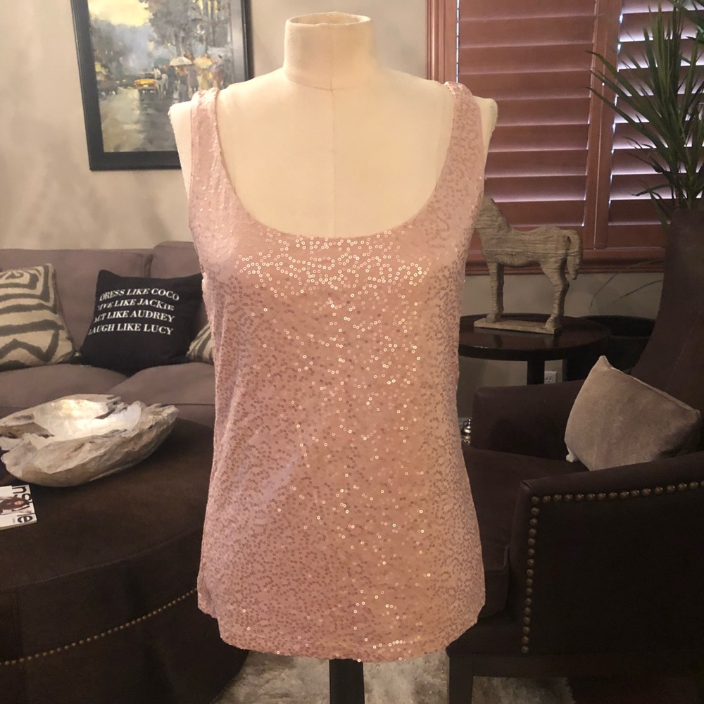 Talbots peach sequins top